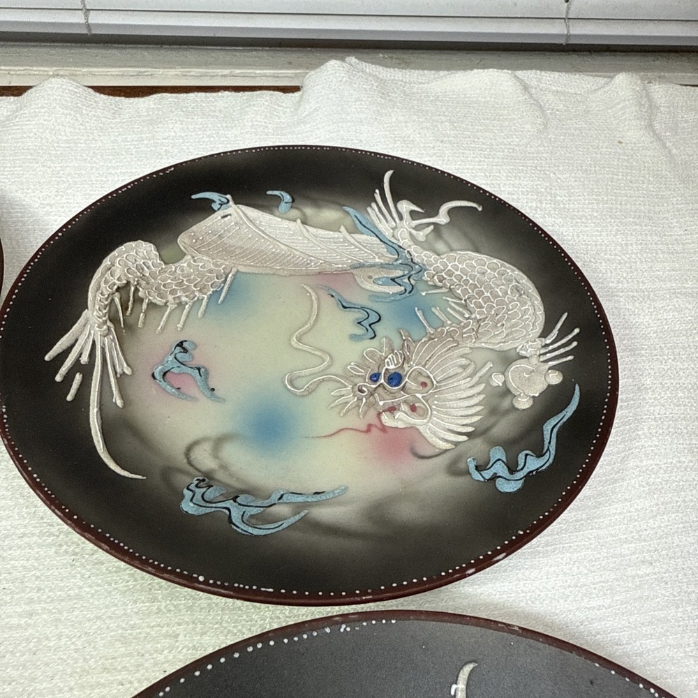 VTG Moriage Raised Dragonware Set Of 6 Salad Plates Hand Painted Japan 7 3/8"‎ D - Picture 7 of 8